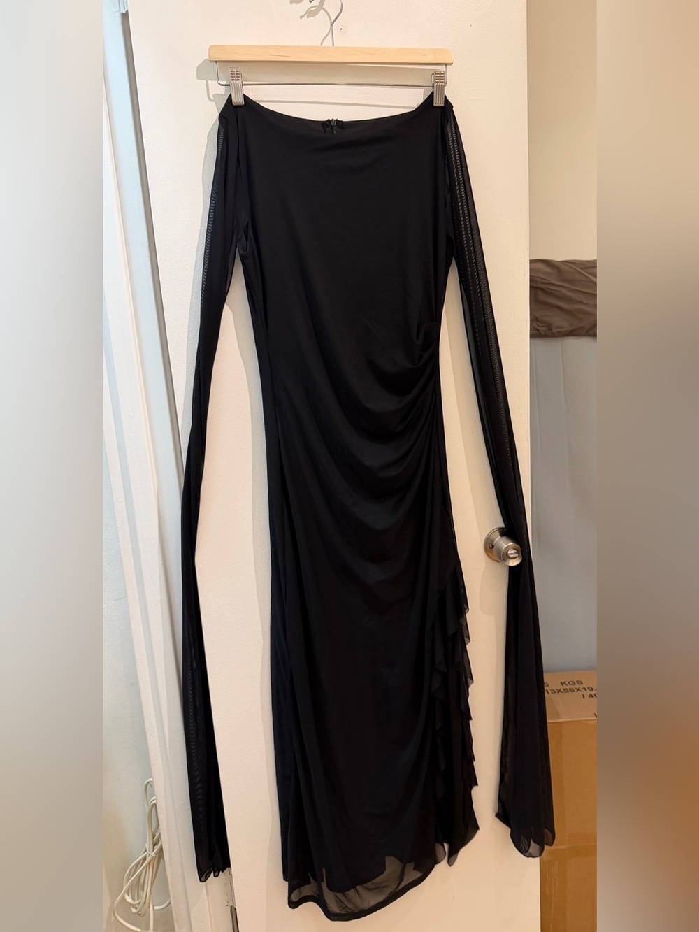 Black Cape Tulle Sleeveless Dress - Picture 2 of 5